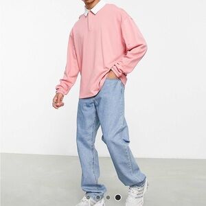 [Moving Sale] ASOS DESIGN rugby polo sweatshirt in pink